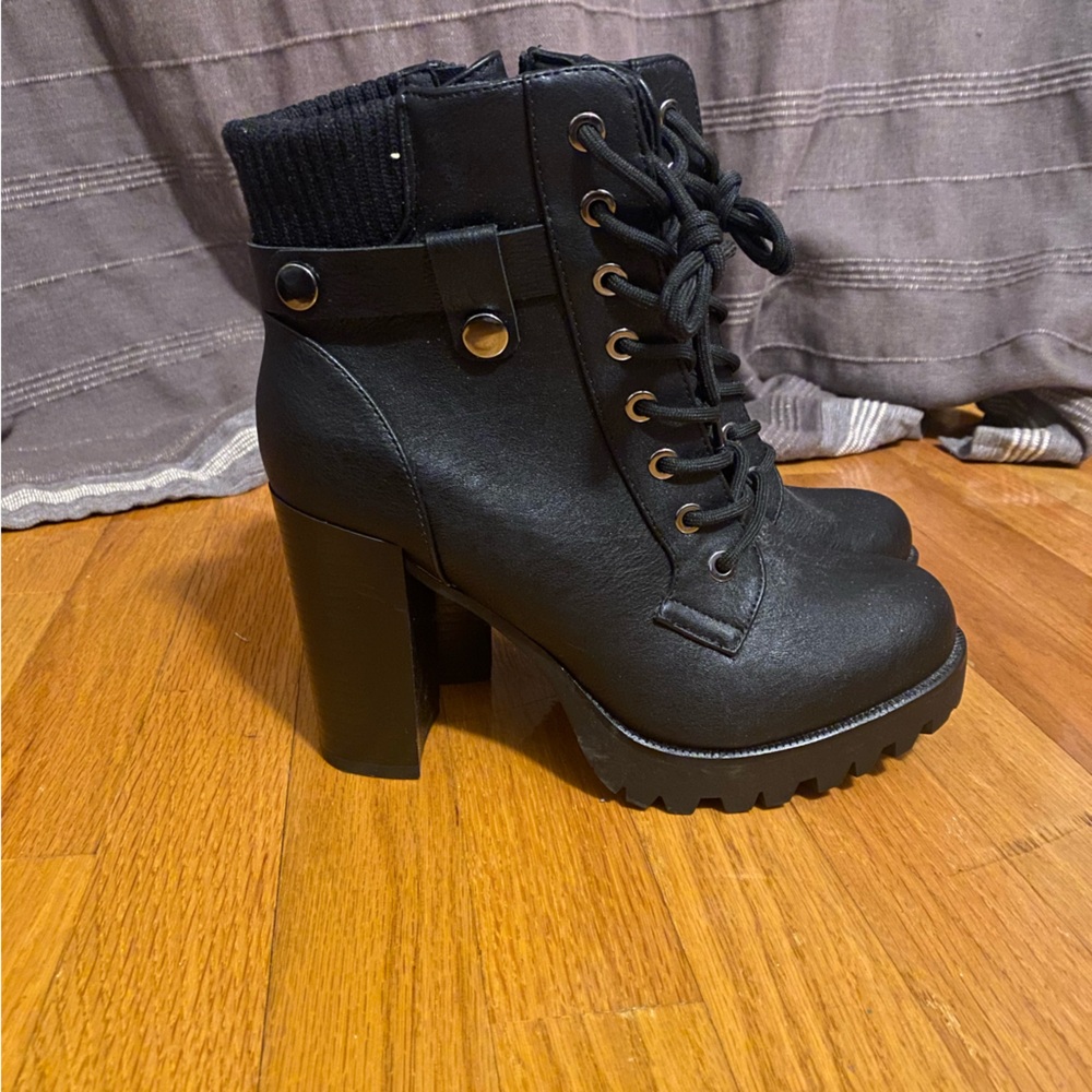 Black Lace-Up/Zip-Up Boots